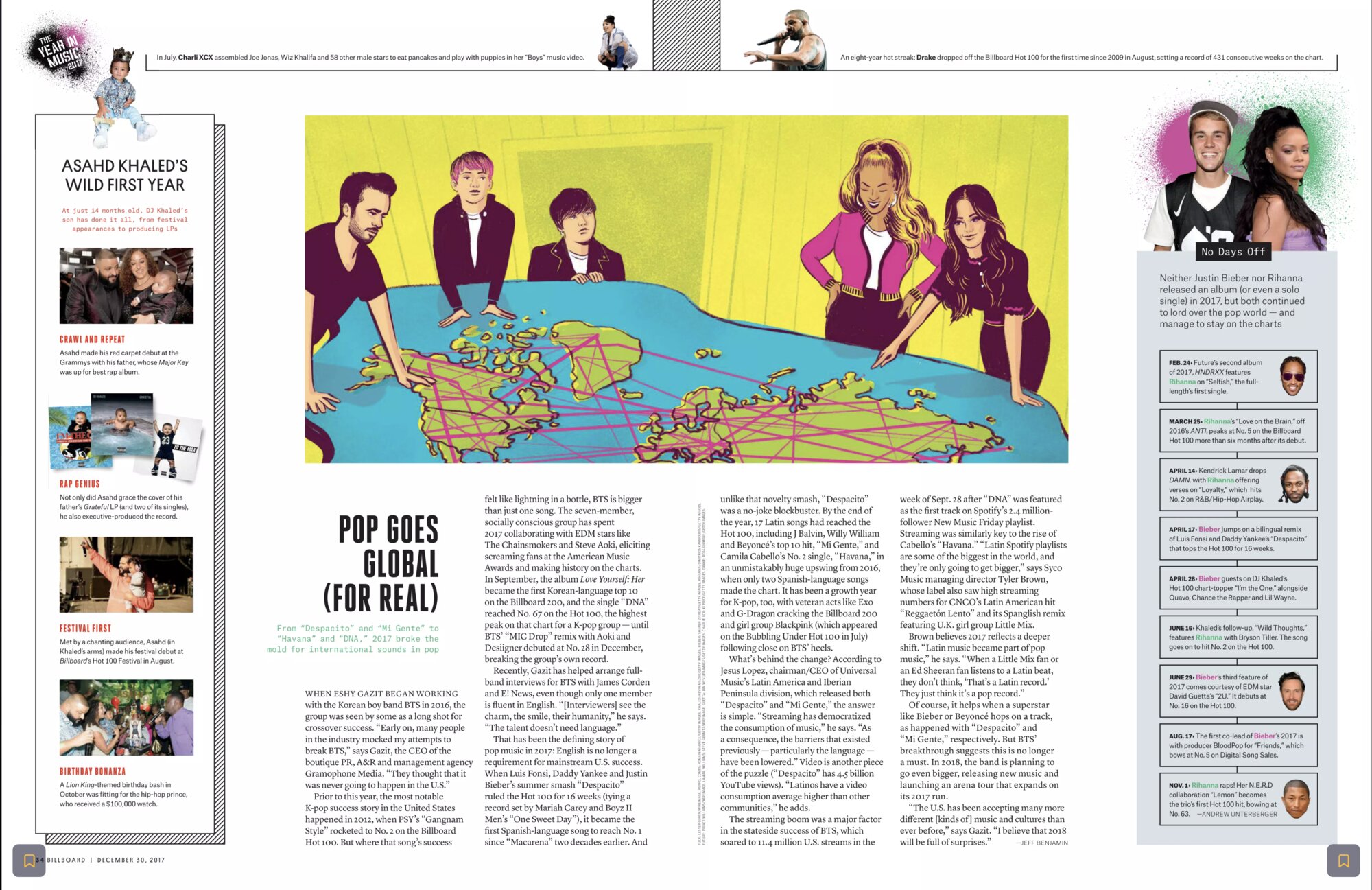 Billboard 2017 Year in Music print spread featuring Eshy Gazit