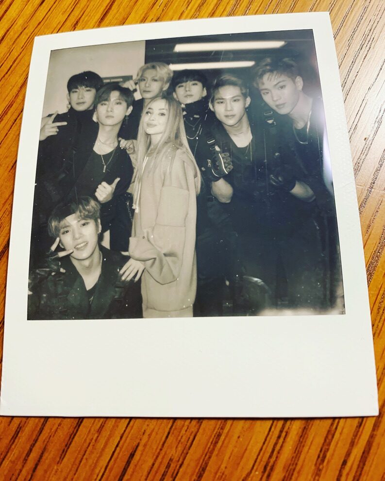 Monsta X with Sabrina Carpenter, polaroid